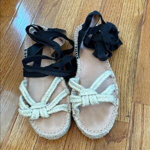 Madewell Gwen Espadrille Platform Lace Up Boho Sandals
